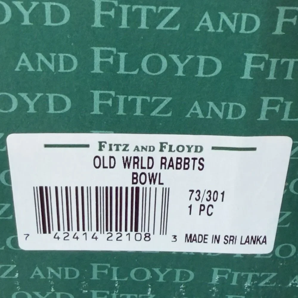 Fitz and Floyd Old World Rabbits Serving Bowl 12” Basketweave Butterfly Vintage